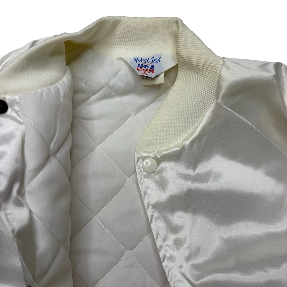 Vintage 90s Oneil's Sports Bar Oak Lawn nylon white quilted jacket